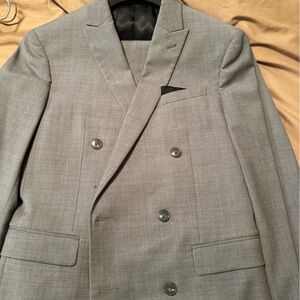Men's Gray Double-Breasted Blazer
